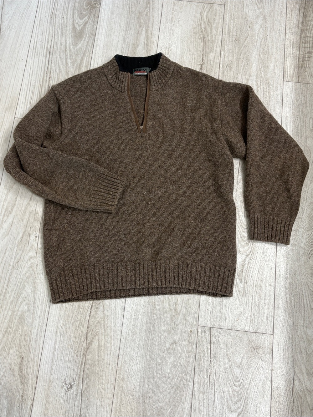 100% wool quarter zip sweater